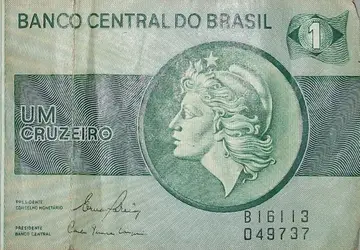 Cédula de Cr$ 1,00 (Um Cruzeiro). Modelo em vigor de 1970 a 1986 / Arquivo GB Imagem